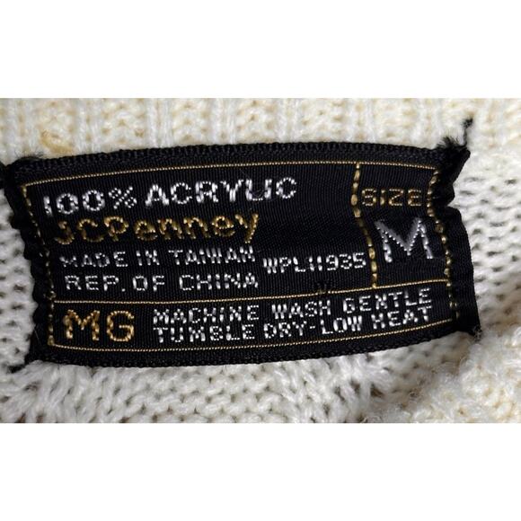 Vtg JCPenney's Men's Cream Rust Knit Fair Isle Nordic Ski Sweater Size M 70’s EC - Picture 7 of 15